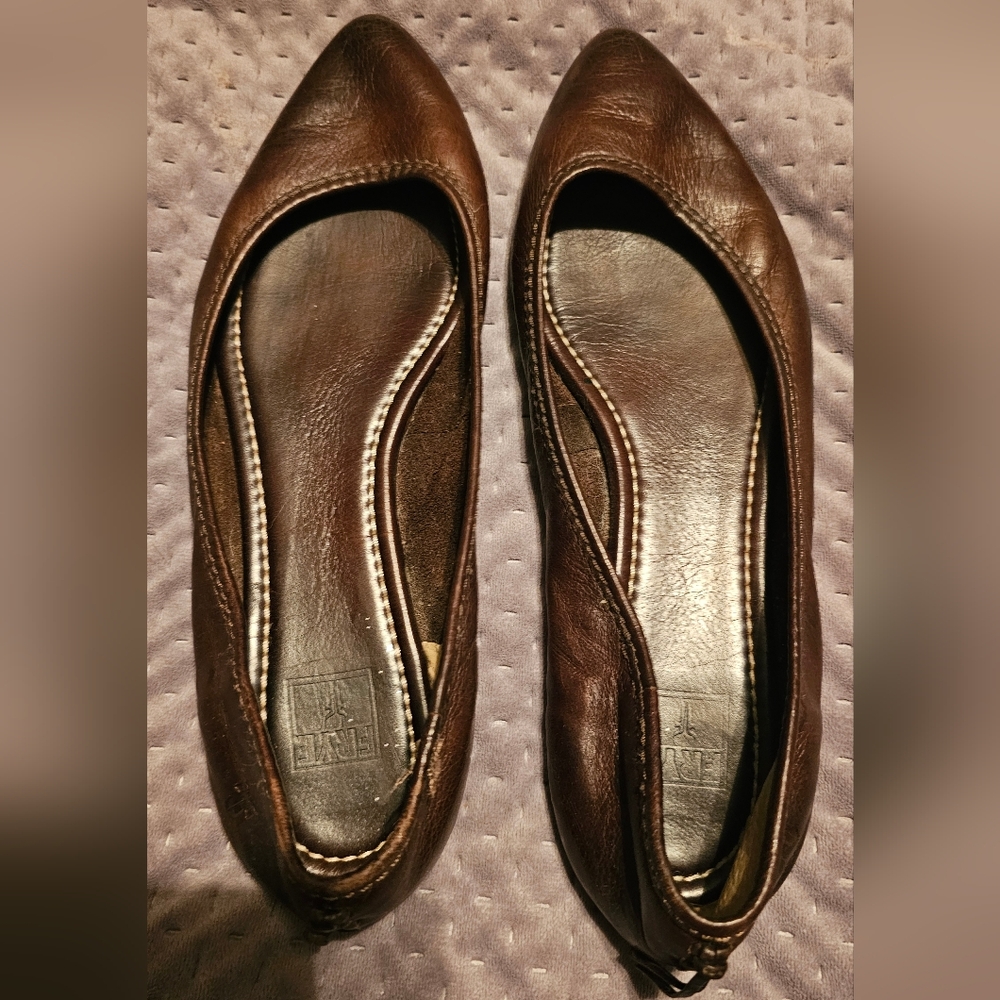 Frye Cognac Regina Leather Ballet Flats Size 10